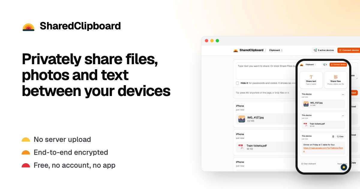 I built a free encrypted online clipboard that syncs text and files between Mac, Windows, iOS and An