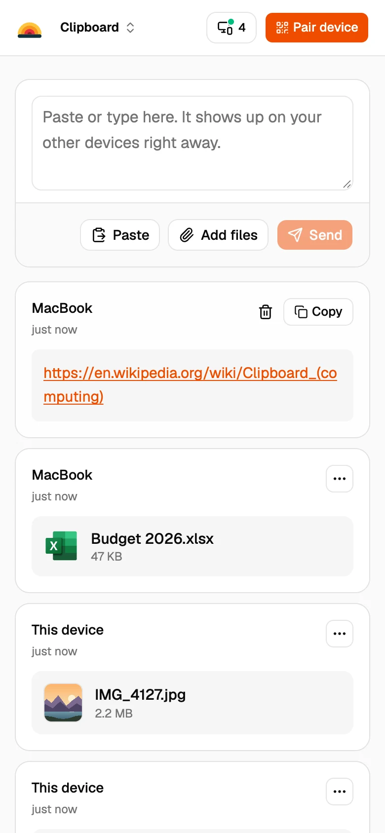 A link pasted on the computer, ready to tap on the phone